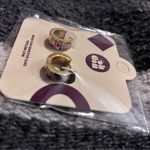 Checkered Super Chunky Huggie Hoop Earrings